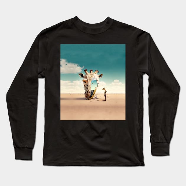 The Giraffe No. 1: A Symbol of Beauty, Grace, and Spiritual Connection on a Dark Background Long Sleeve T-Shirt by Puff Sumo